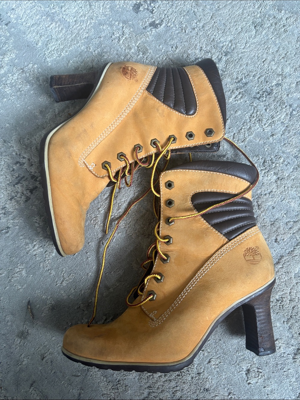 Timberland Wheat Suede Lace-Up Heeled Ankle Boots